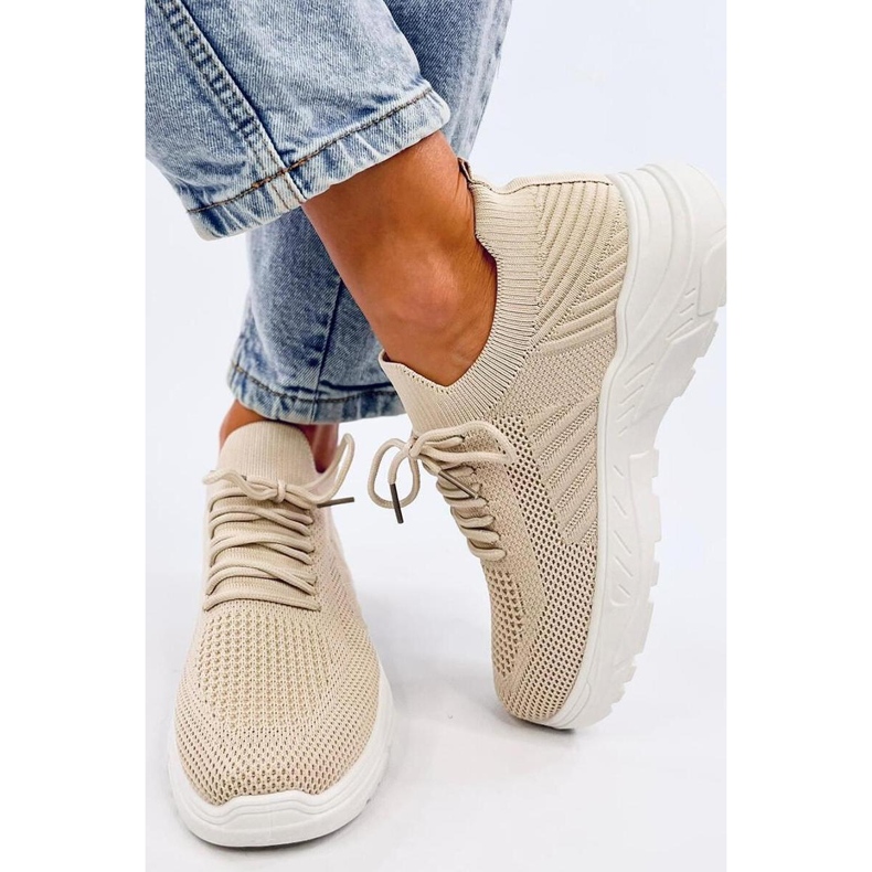 Beige sportskor för damstrumpor 1