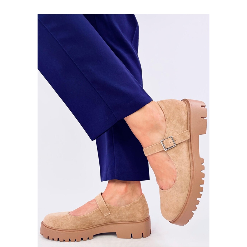 Holmess Khaki strappy plattformsbalettlägenheter - Inello beige 2