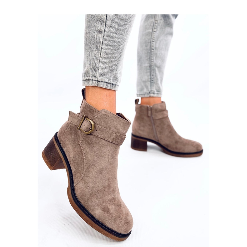 Duncans Khaki lågklackade ankelboots - Inello beige 2