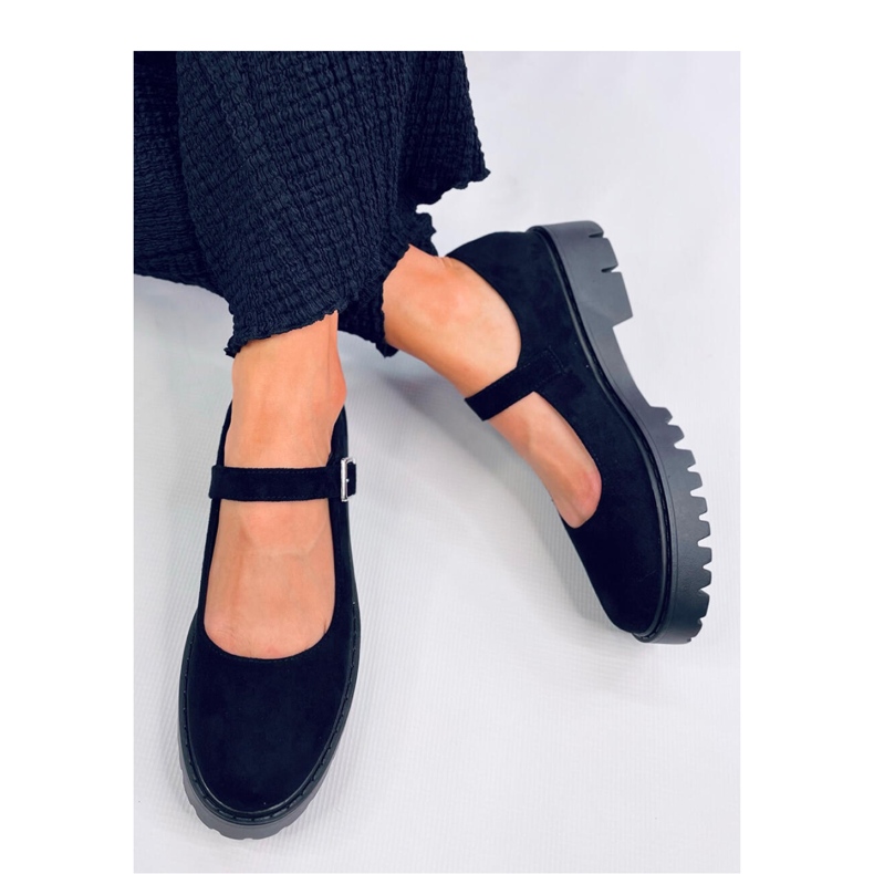Holmess Black strappy plattform balett flats - Inello svart 2