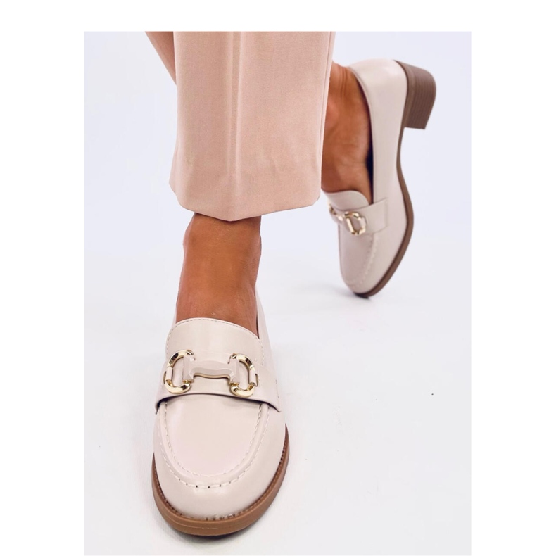 Rabier Beige bredklackade pumps - Inello 1