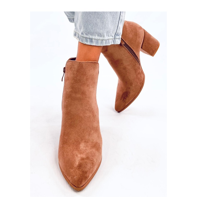 Croix Khaki mandeltå högklackade ankelboots - Inello brun 2