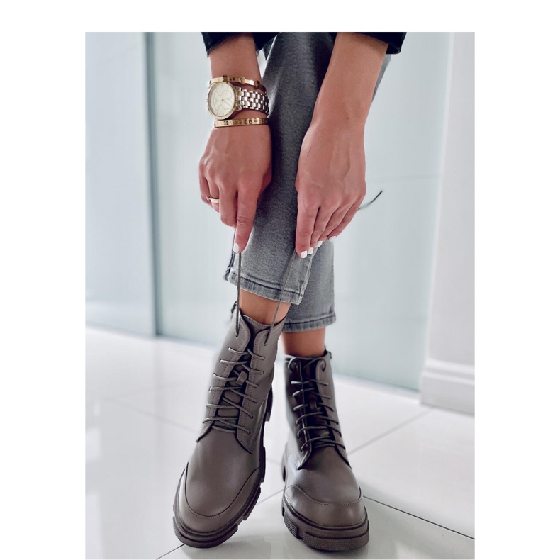 Coley Olive ankelboots med snörning - Inello grön 1