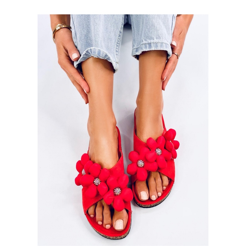 Sandal Cork flipflops med kuddblommor Charss Orange - Inello 2