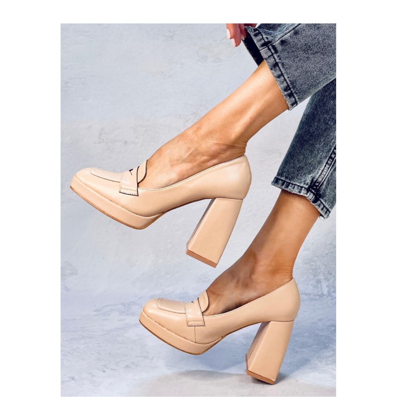 Entee Nude högklackade loafers - Inello beige 2