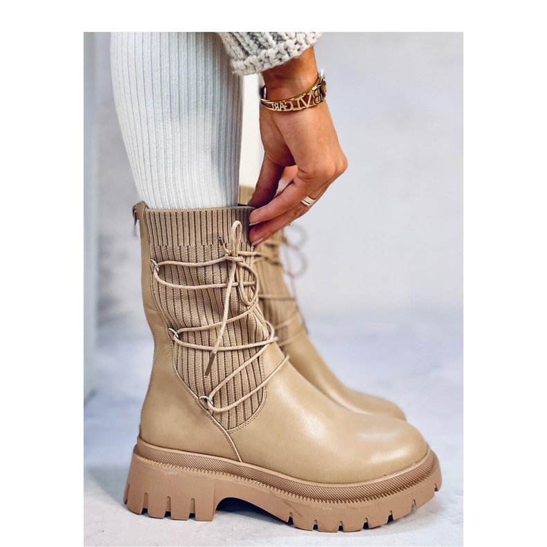 Willet Khaki sockankelboots - Inello beige 2