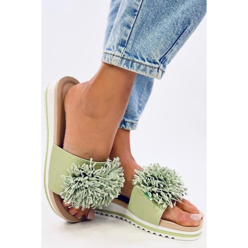 Sandal Wedge mulor med blommor Ragnes Light Green - Inello grön 1