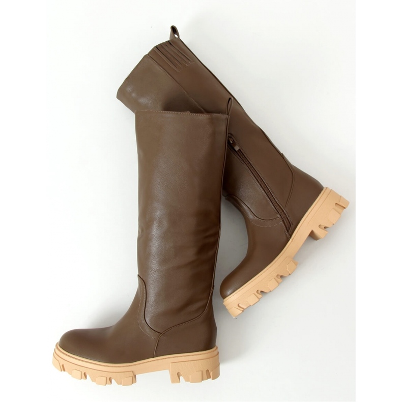 Khaki QT21P Army Green boots med tjock sula - Inello grön 1