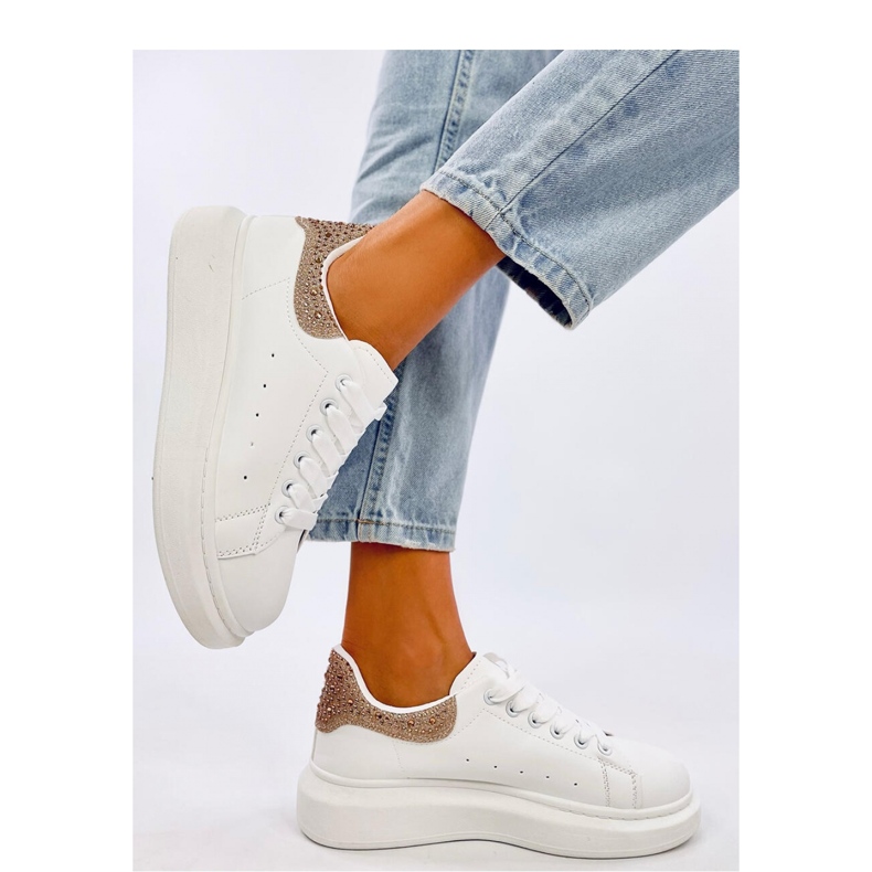 Parkss WHITE/GULD platåsneakers med strass - Inello vit 1