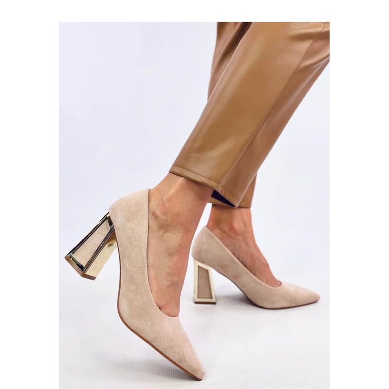 Constie Beige geometriska högklackade pumps - Inello 1