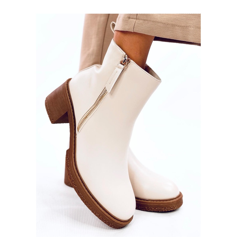 Guire Beige högklackade ankelboots - Inello 2