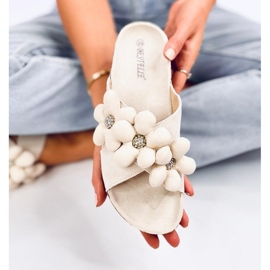 Sandal Cork flipflops med kuddblommor Charss Beige - Inello 1