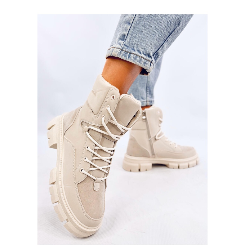 Torey White isolerade ankelboots med snörning - Inello beige 1