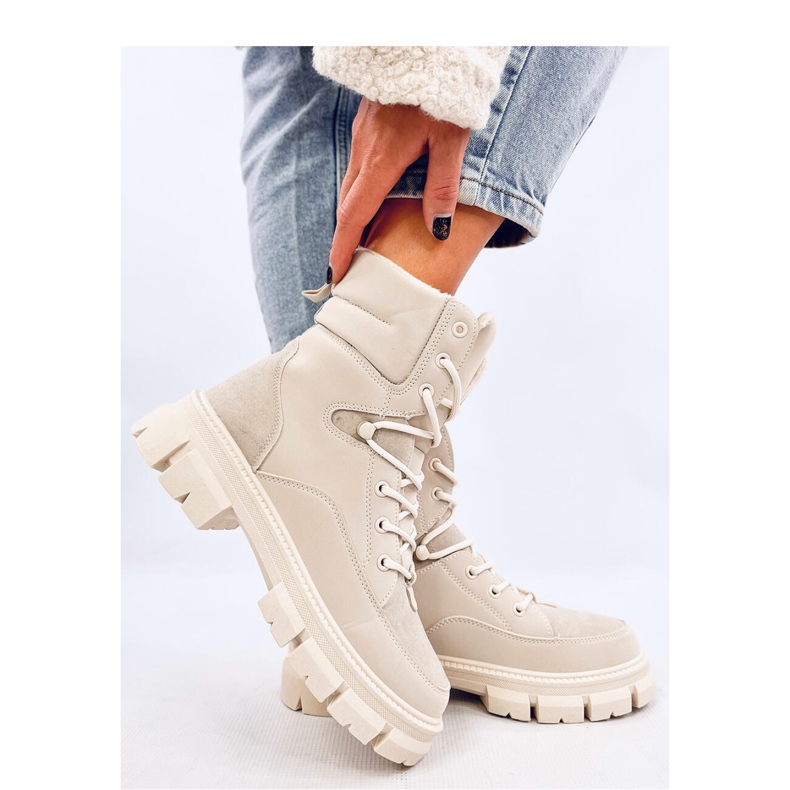 Torey White isolerade ankelboots med snörning - Inello beige 2