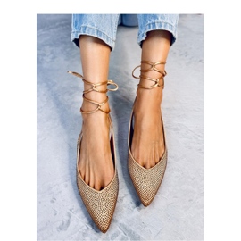 Balettlägenheter med strass öppen klack Vonda Champagne - Inello gul 1