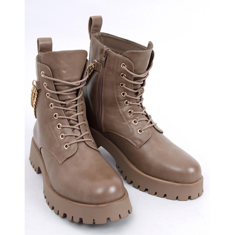 Kb9393 Tokyo Khaki bovver boots med kedjor - Inello brun 1