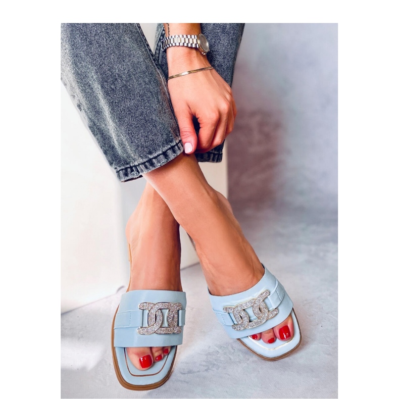 Mille Blue strass sandal med flip-flops - Inello blå 1