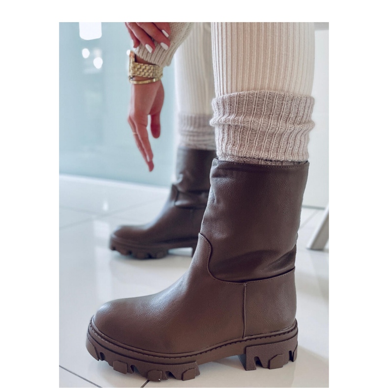 Bunton Army Green rakt skurna ankelboots - Inello brun 2