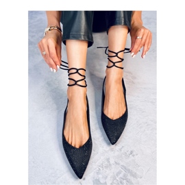 Vonda Svarta balettlägenheter med strass öppen klack - Inello 1