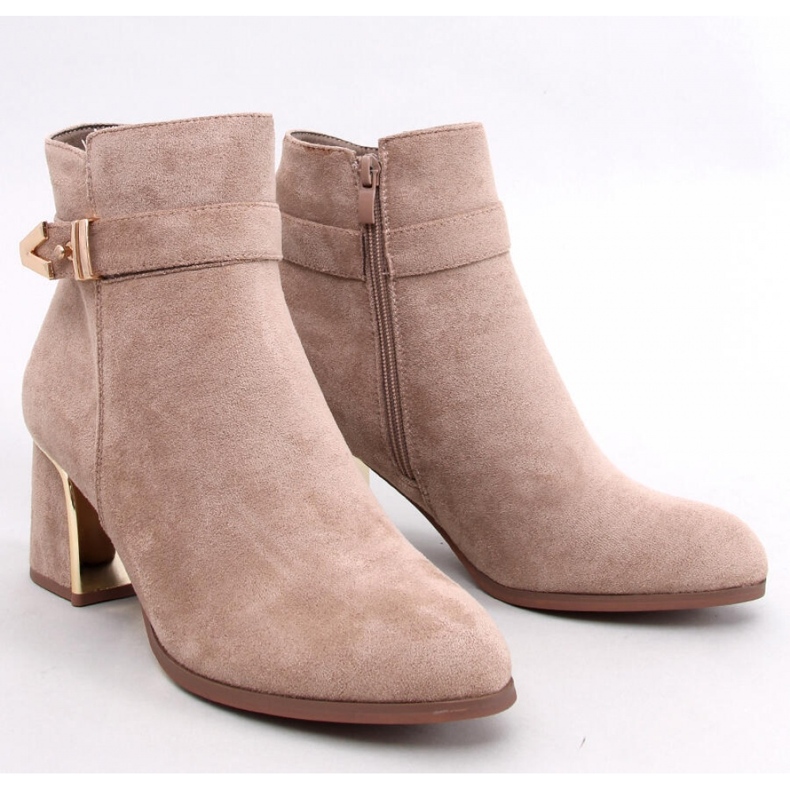 Eleganta högklackade ankelboots Khalia Khaki - Inello beige 1