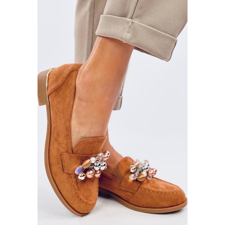 Anselme Camel loafers med stenar - Inello brun 2