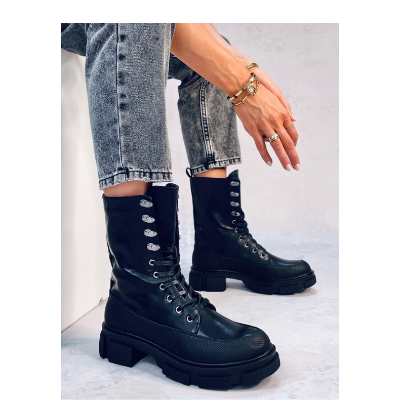 Dart Black bovver boots snörning - Inello svart 2