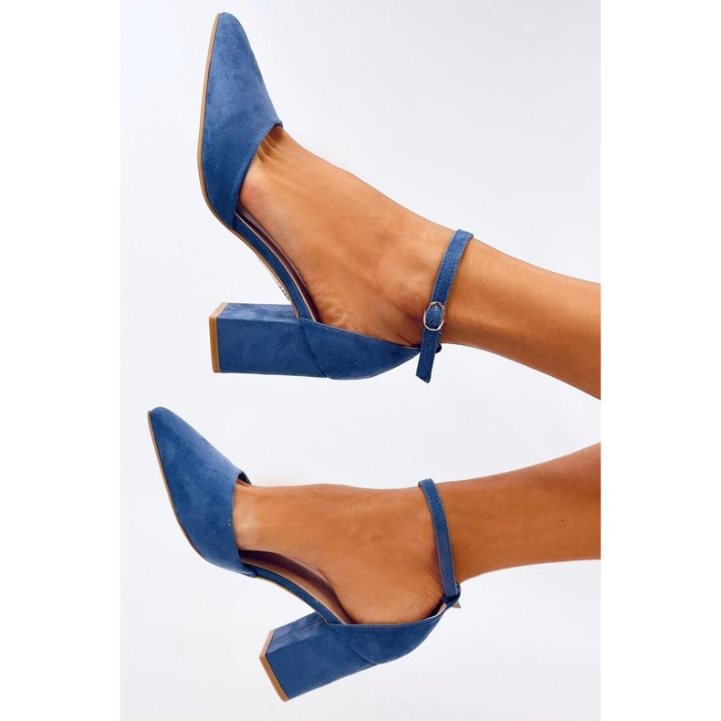 Pozzi Denim Blue pumps med ankelband - Inello blå 1