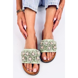 Sandal Cork flipflops med blommor Emiles Green - Inello grön 1