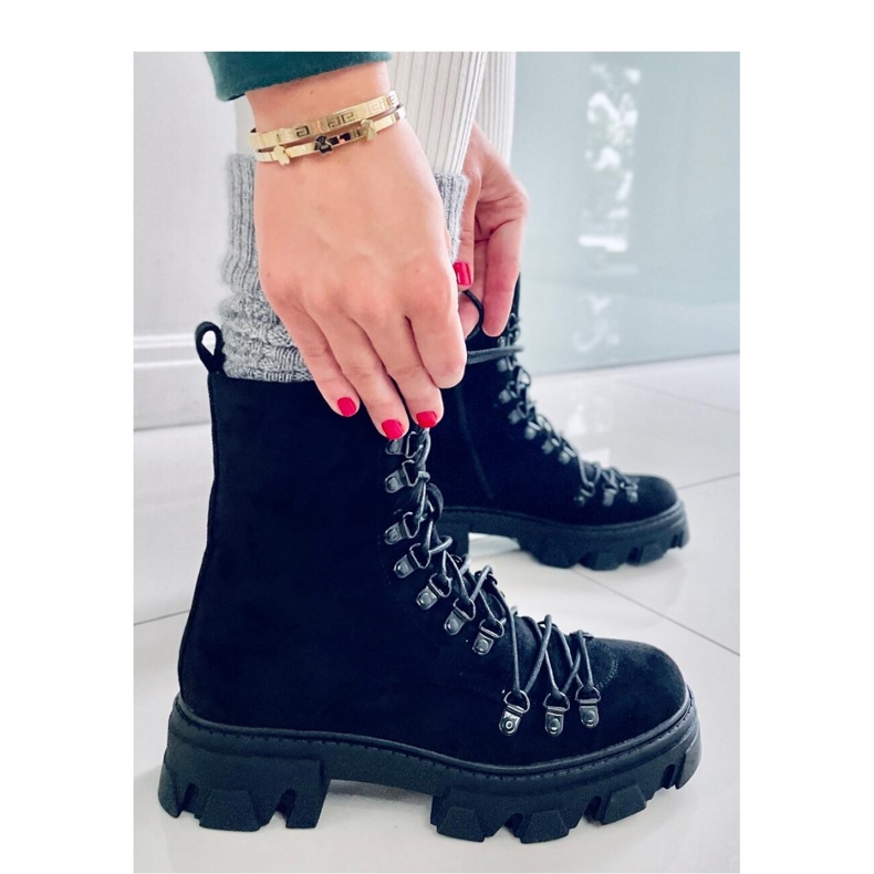 Conor Black worker boots med snörning - Inello svart 2