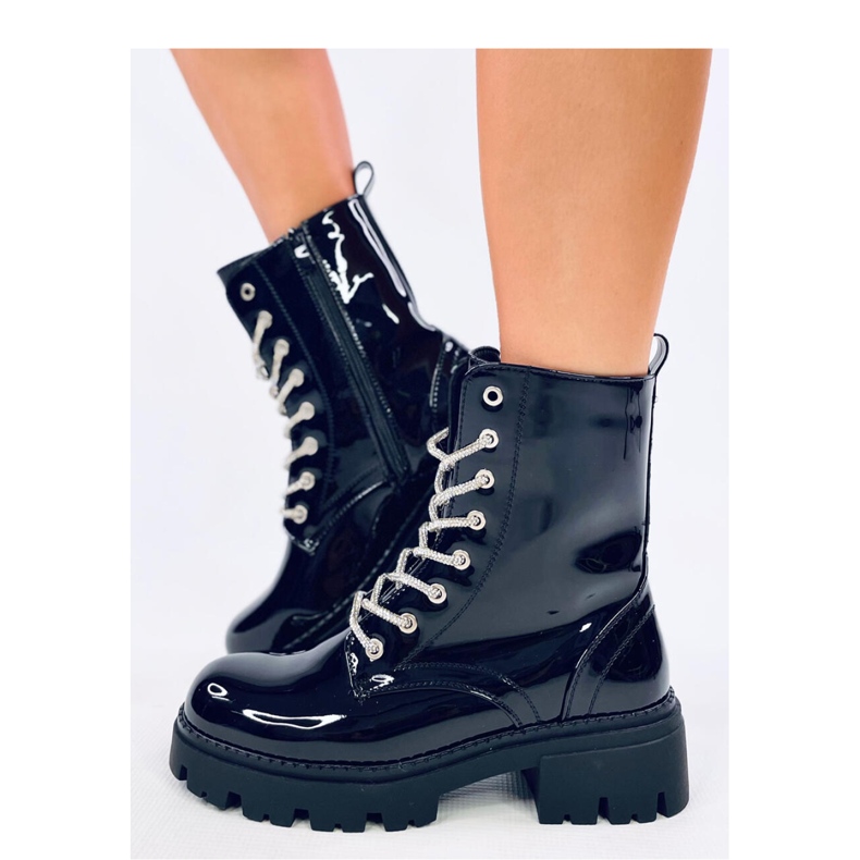 Quanes Miroir lackade bovver stövlar - Inello svart 1