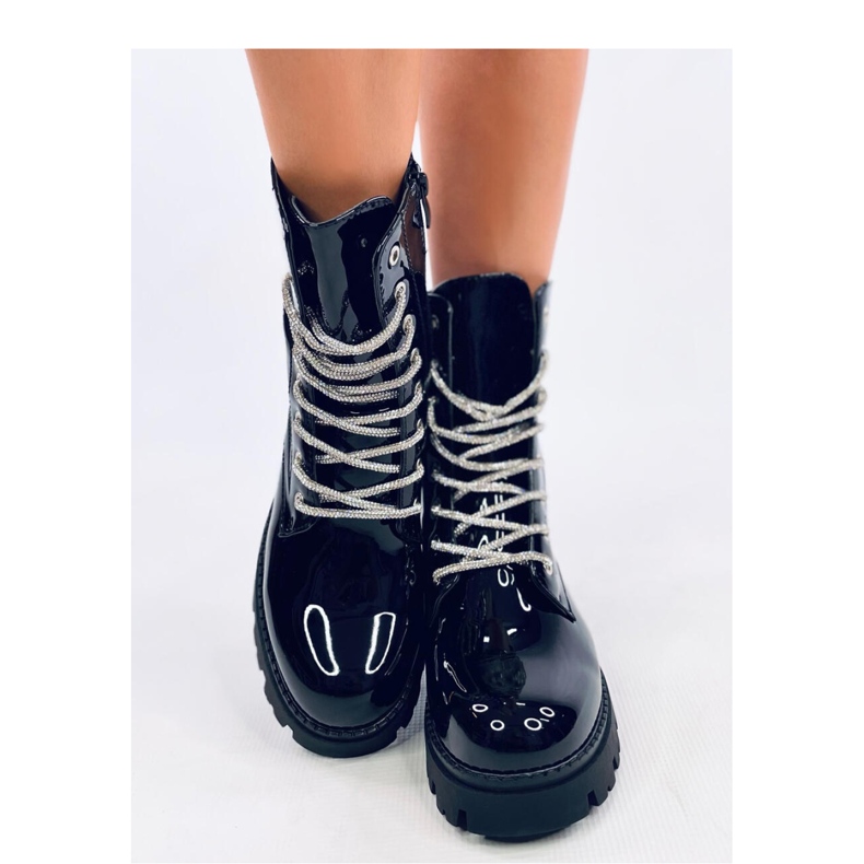 Quanes Miroir lackade bovver stövlar - Inello svart 2