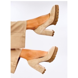 Angela Khaki pumps med hög klack och plattform - Inello grön 2