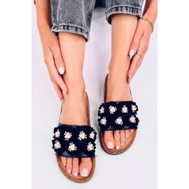 Sandal Cork flipflops med blommor Emiles Black - Inello svart 1
