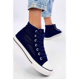 Genombrutna high-top sneakers Mousse Navy - Inello 1