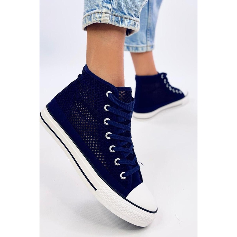 Genombrutna high-top sneakers Mousse Navy - Inello 1