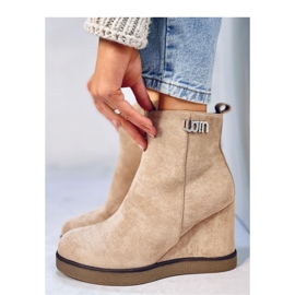 Rochelle Khaki wedge ankelboots - Inello beige 2