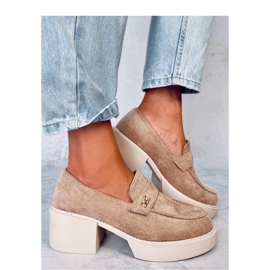 Coniff Khaki högklackade loafers - Inello beige 1