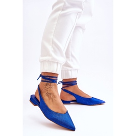 Blå ballerinaskor med snörning för kvinnor 1