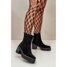 Svarta högklackade ankelstövlar för kvinnor 1