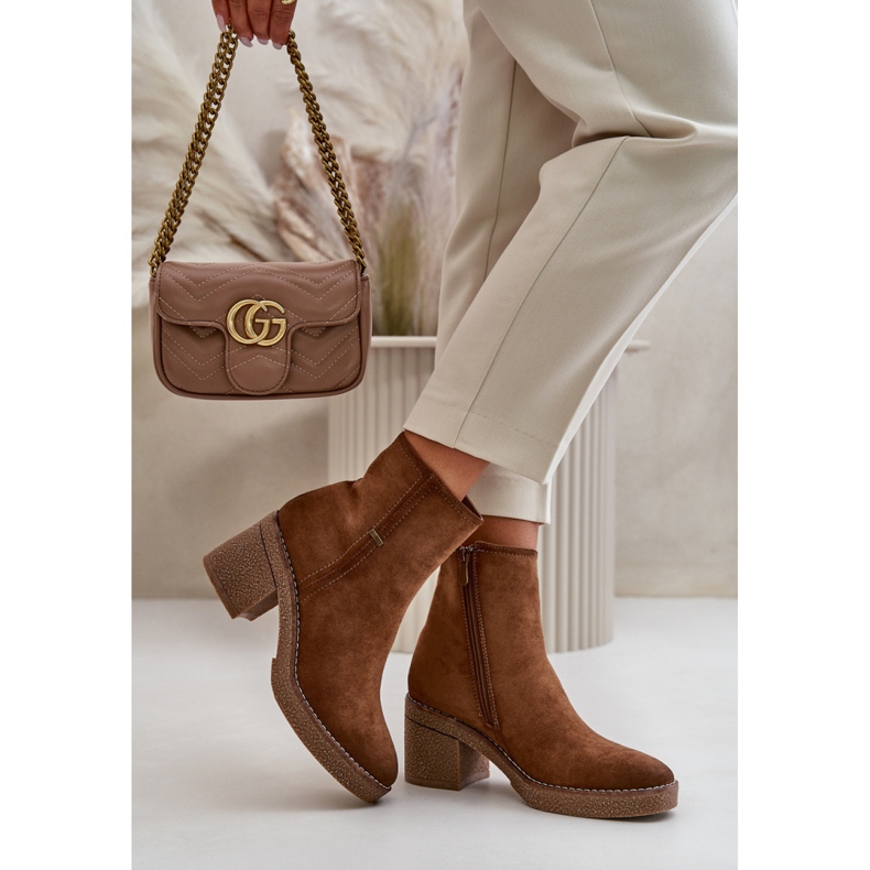 Bruna damstövlar med stabil klack 1