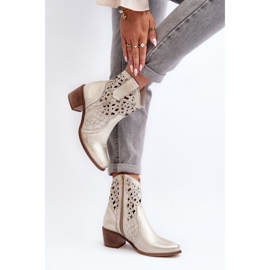 Zazoo ankelboots för kvinnor med genombruten ovandel, guld gyllene 2