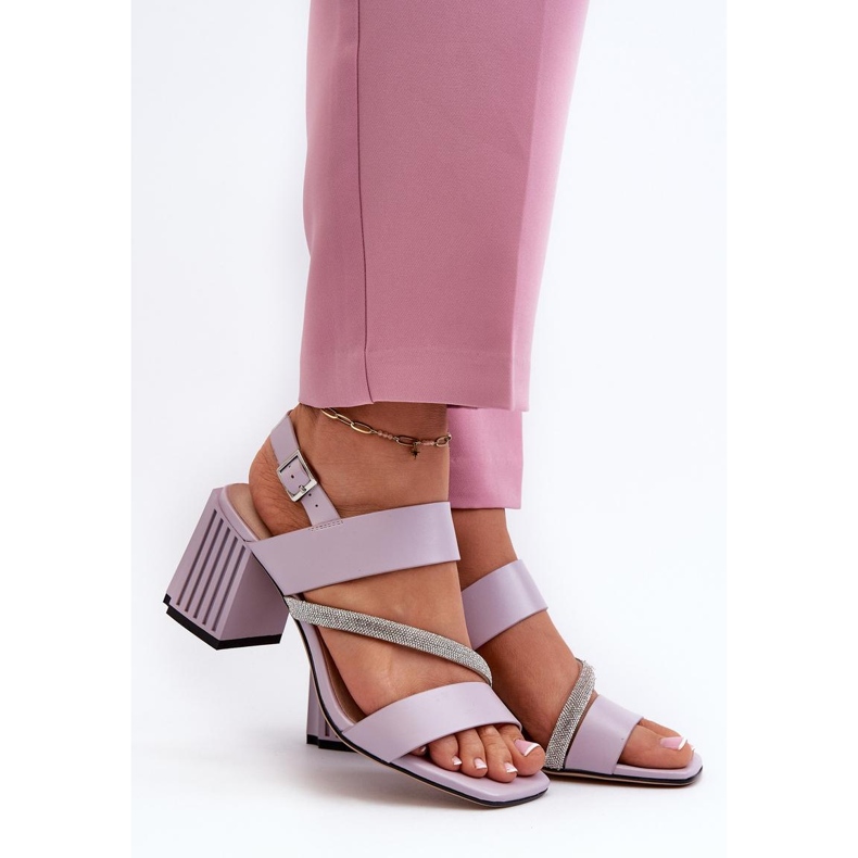 Violett högklackade damsandaler purpur 1