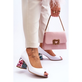 Dampumps med dekorativ klack Lewski Pumps Lewski White Groch vit 1