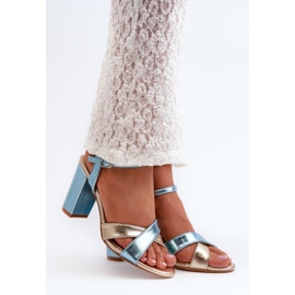 Blå/guld högklackade sandaler 1