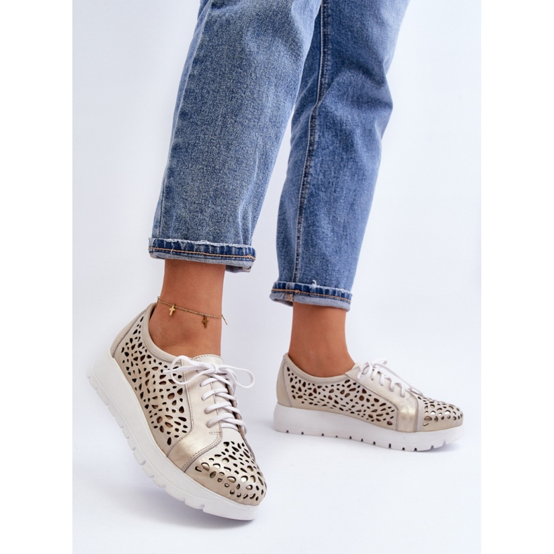 Zazoo Gold Läderskor för kvinnor gyllene 2