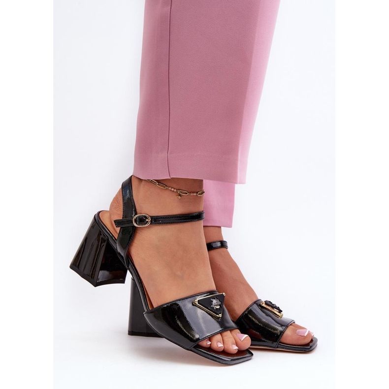 S.Barski Svarta sandaler med patentklack 1