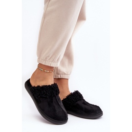 Inblu Svarta damtofflor med päls 1