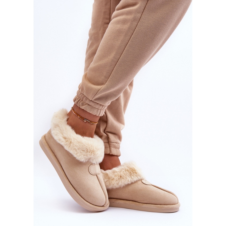 Ljusbeige isolerade slip-on tofflor för kvinnor 1