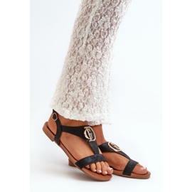 S.Barski Damsandaler med gulddekor Svart 1