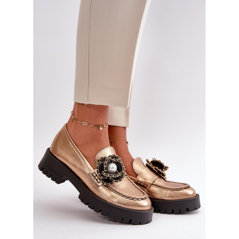 Dammockasiner med en dekorativ blomma Guld gyllene 1